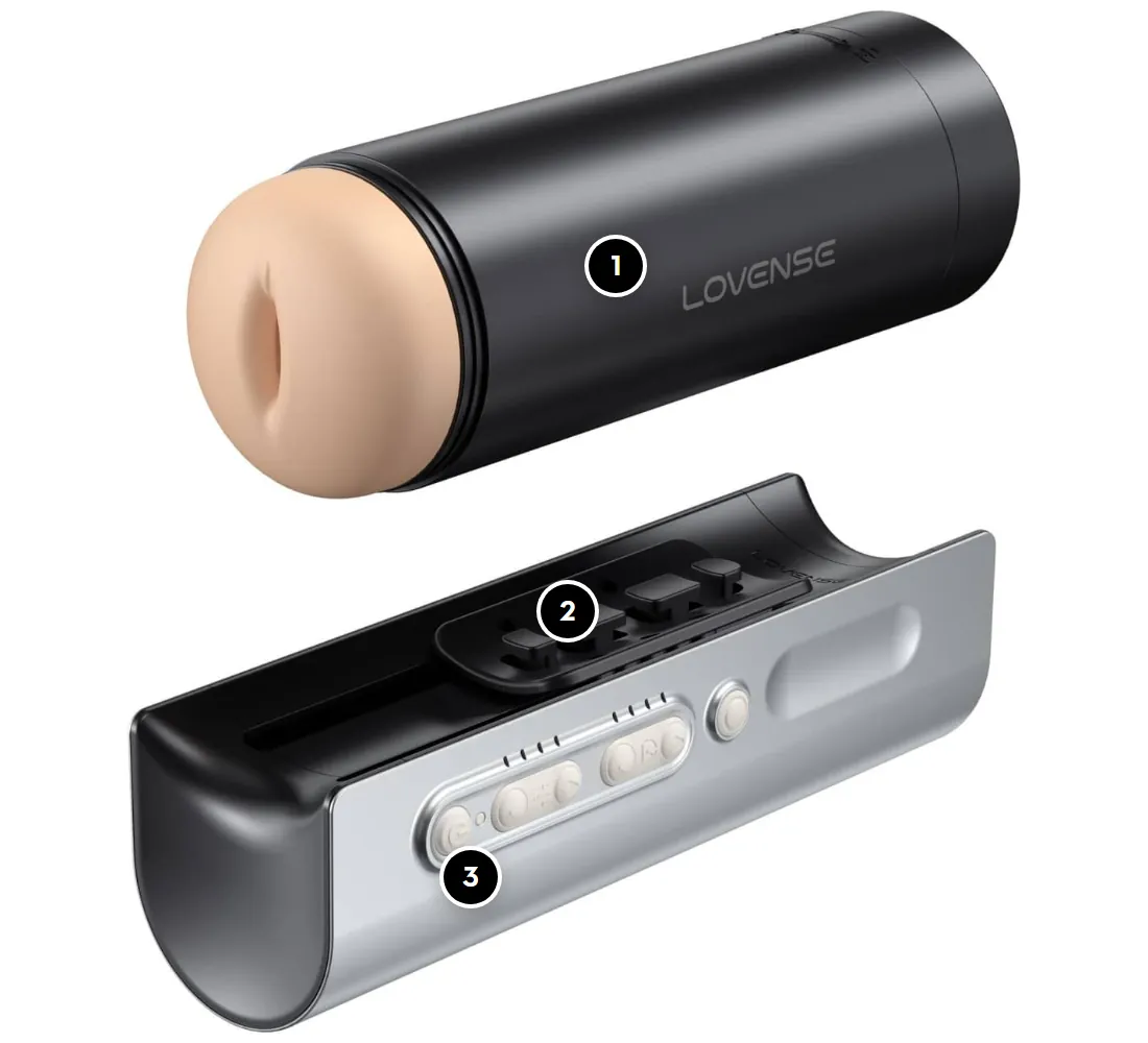Lovense Solace Pro skilt ad i stroker og hovedenhed